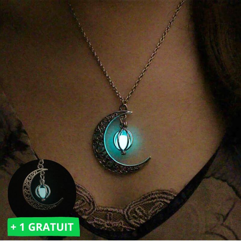 Pendentif Lune - Pierre luminescente