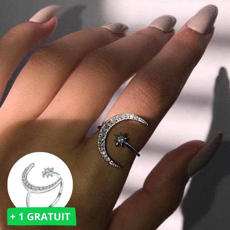 Bague Lune et étoile Argent 925 (1+1 GRATUITE)