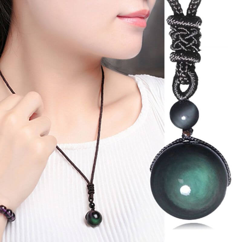 Pendentif obsidienne oeil céleste